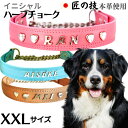 イニシャルハーフチョーク 本革　XXLサイズ　ハーフチョーカー 大型犬 ハーフチョーク 本革 名入れ 名前入り首輪 名前入り 名前 革 皮 名前刻印 オーダーメイド 日本製 バーニーズ 秋田県 ゴールデンレトリーバー 犬用 おしゃれ 革 かわいい しつけ TOPWAN　犬用首輪