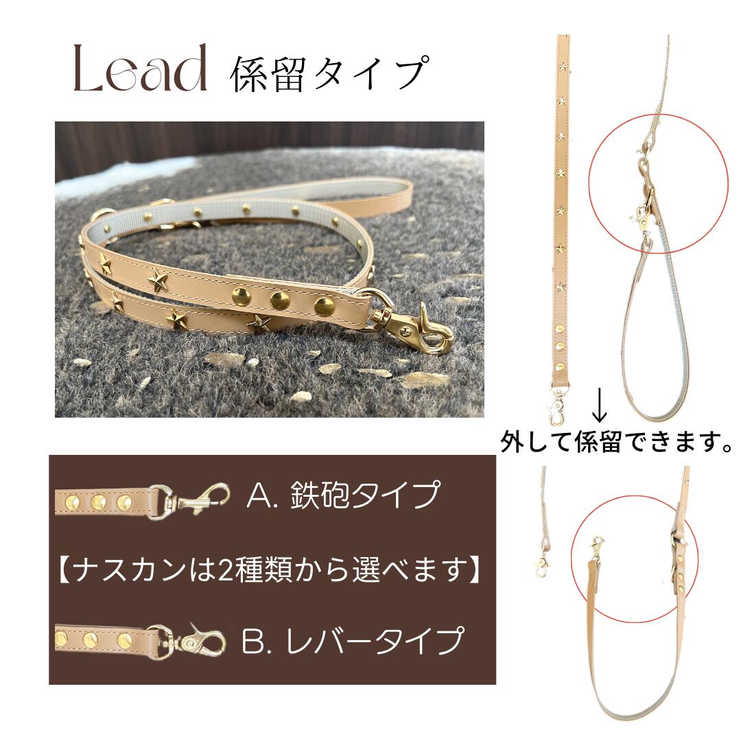 トップワンこだわりの愛犬猫グッズのゴールドスタースタッズリード Sサイズ 90cm 15mm幅 係留タイプ　TOPWAN 【日本製】【東京下町職人】ラグジュアリー ゴールドカラー 小型犬 中型犬 本革 皮 チワワ プードル 柴犬 イタグレ ミックス犬 おしゃれ 高級 高品質 安全 かっこいい｜アングル3