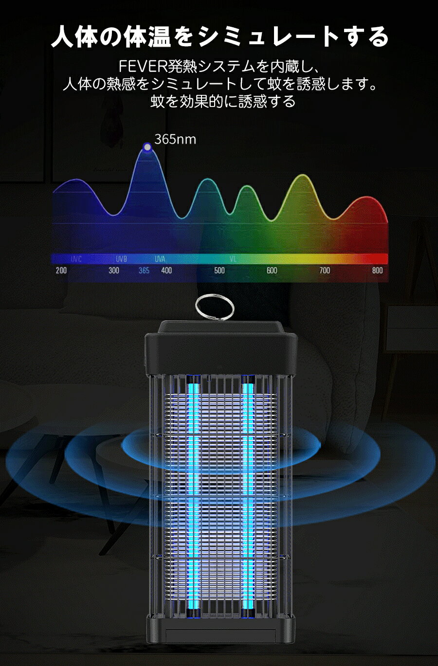 電撃 殺虫器 UV光源誘引式 害虫撃退器 蚊取り器 LEDライト 吸引式捕虫器 蚊ランプ 光誘導 吸引式捕虫器 PSE承認済み 3