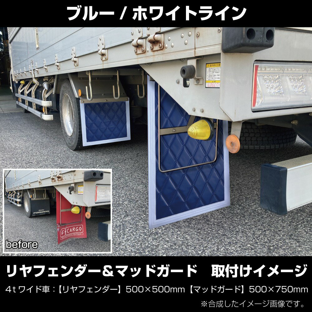 JET INOUE ジェットイノウエ 623884 [テント生地]泥除け Wステッチ ヨコ500mm×タテ600mm ブルー/ホワイト