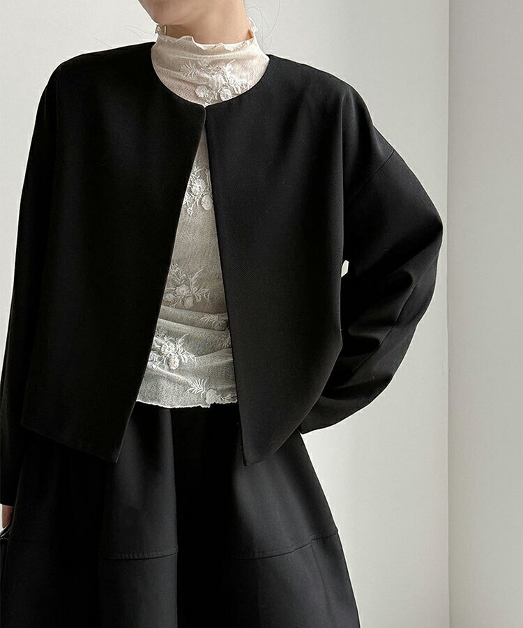 ノーカラージャケット ジャケット レディース ショート アウター コート アウター 軽アウター カーディガン 羽織り ノーカラー 長袖 きれいめ オフィス おしゃれ 大人カジュアル 春 秋 30代 40代 50代 60代 大人カジュアル とらみ 送料無料 2