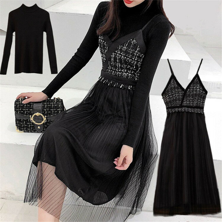 セーターとワンピースの2点セット レディース セットアップ 春 チュールワンピース キレカジ 送料無料