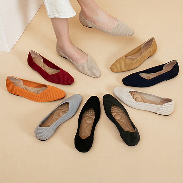 パンプス シューズ ニット パンプス レディース 夏 柔らかパンプス 履きやすい 軽い 疲れない 痛くない 歩きやすい Vカット パンプス 浅口 通気性 メッシ...