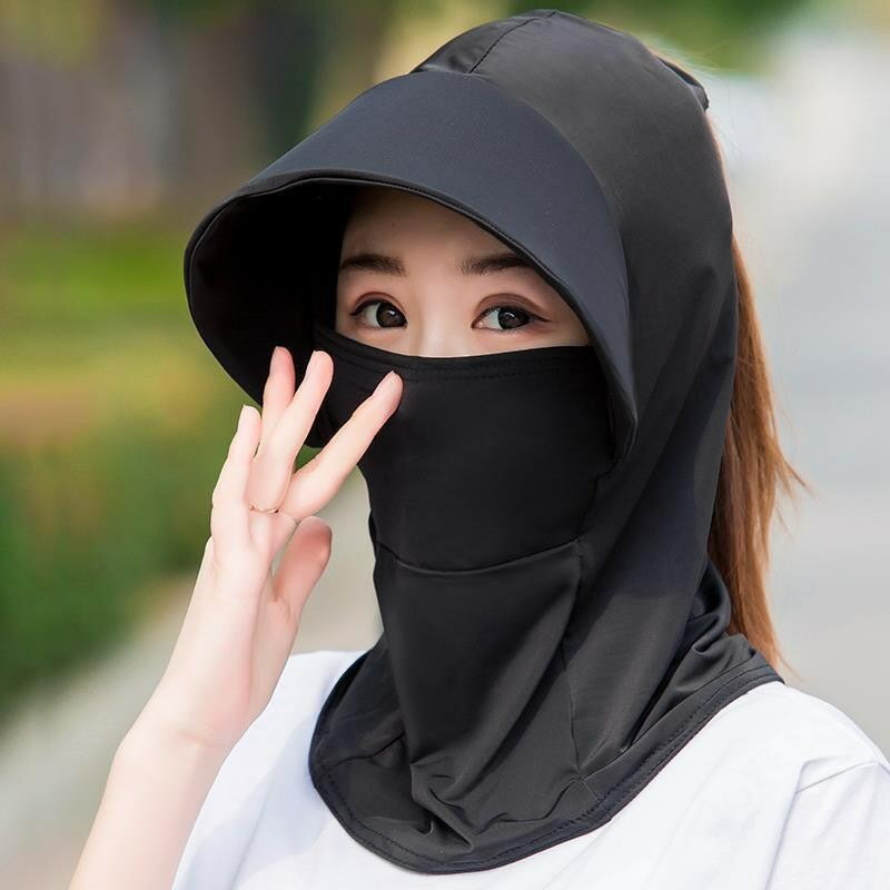 日焼け止め帽子紫外線対策ひんやり生地UVカットフェイスカバアドウェア海用、散歩用360℃巻き