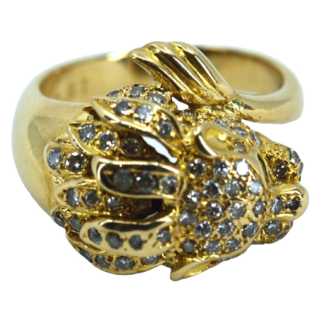 ノーブランド K18 虎型デザインリング ゴールド/シルバー K18 ダイヤモンド 16号 メンズ ジュエリー/宝石/宝飾品/貴金属/リング/指輪 【中古】