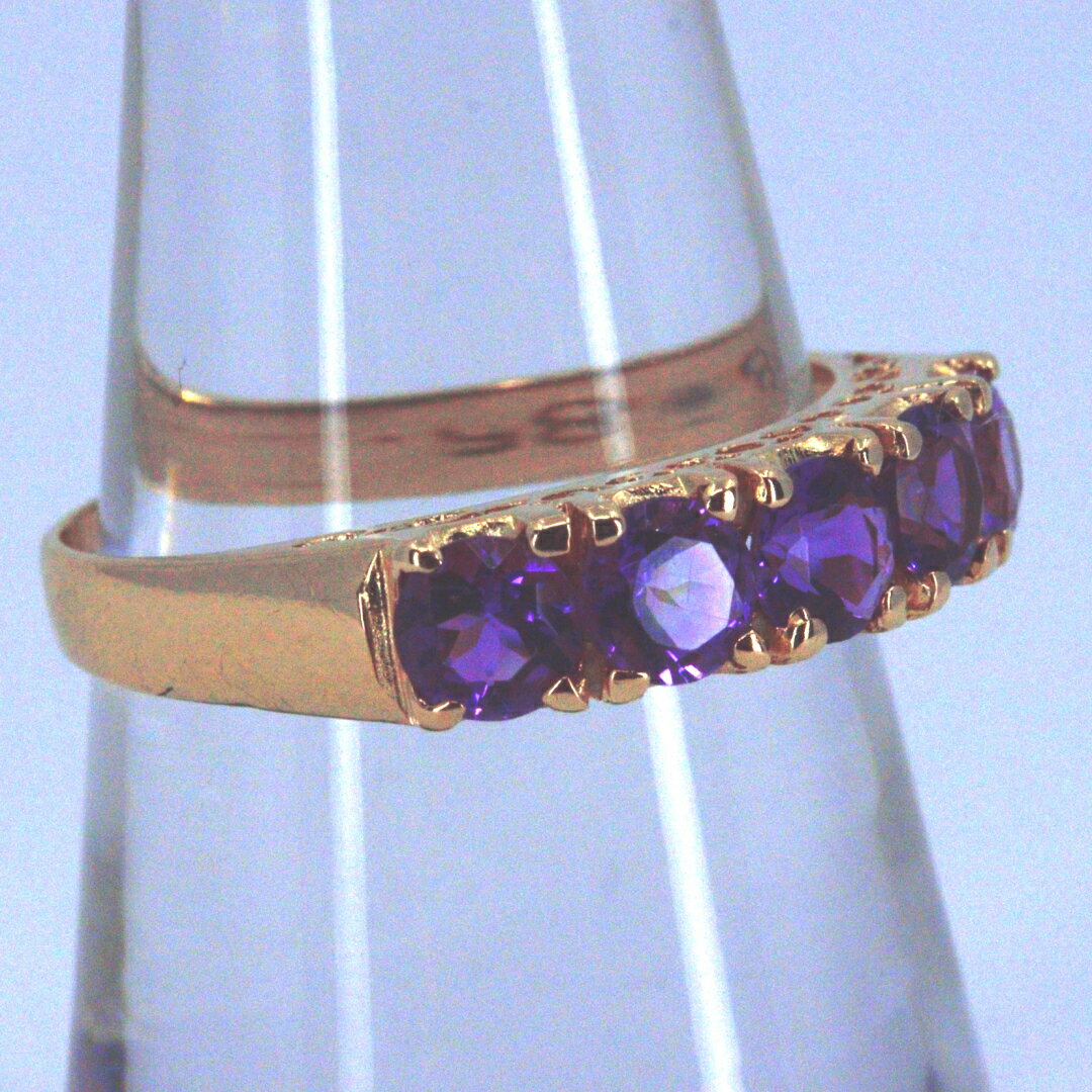 【中古】K14アメジストリング5石...