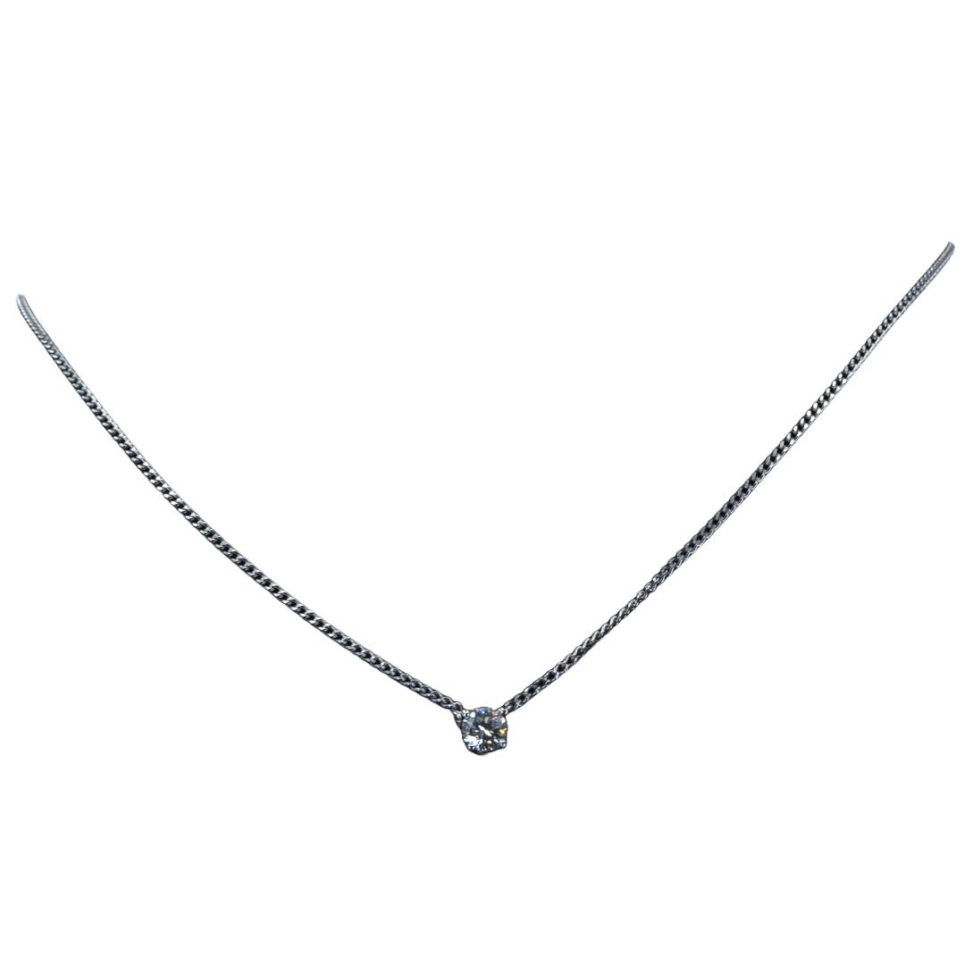 Rakuten - PT850 ネックレス ダイヤモンド 0.408カラット 38cm シルバー PT850 ダイヤモンド 38cm レディース ジュエリー／宝石／宝飾品／貴金属 ／ネックレス／首飾り／チェーンネックレス 【中古】