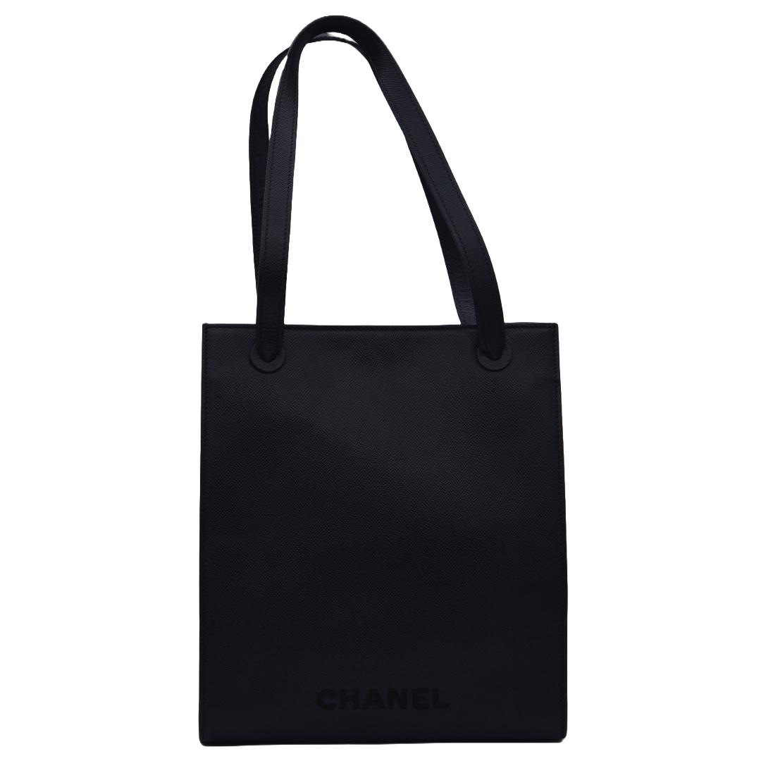 Rakuten - CHANEL シャネル ステッチロゴ トートバッグ ブラック レザー レディース ブランドバッグ／ブランド鞄 ／トートバッグ 【中古】