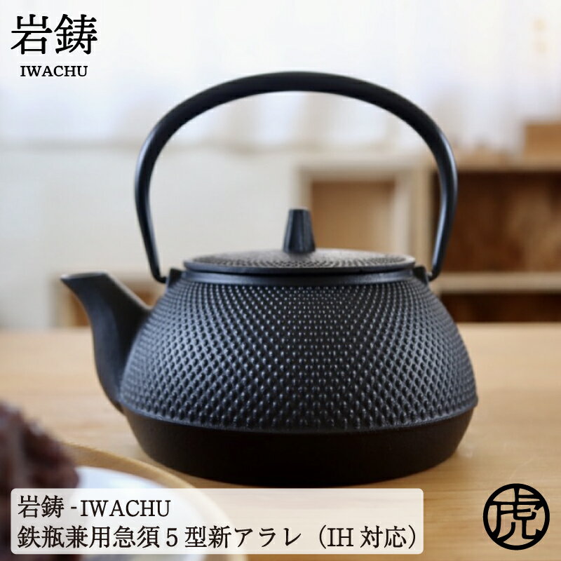 【送料無料】人気です！ 岩鋳 南部鉄器 鉄瓶 兼用 急須 5型新アラレ 0.65L 鉄分補給できます！ [ 茶漉し付 黒焼付仕上 IH ケトル 日本製 ]