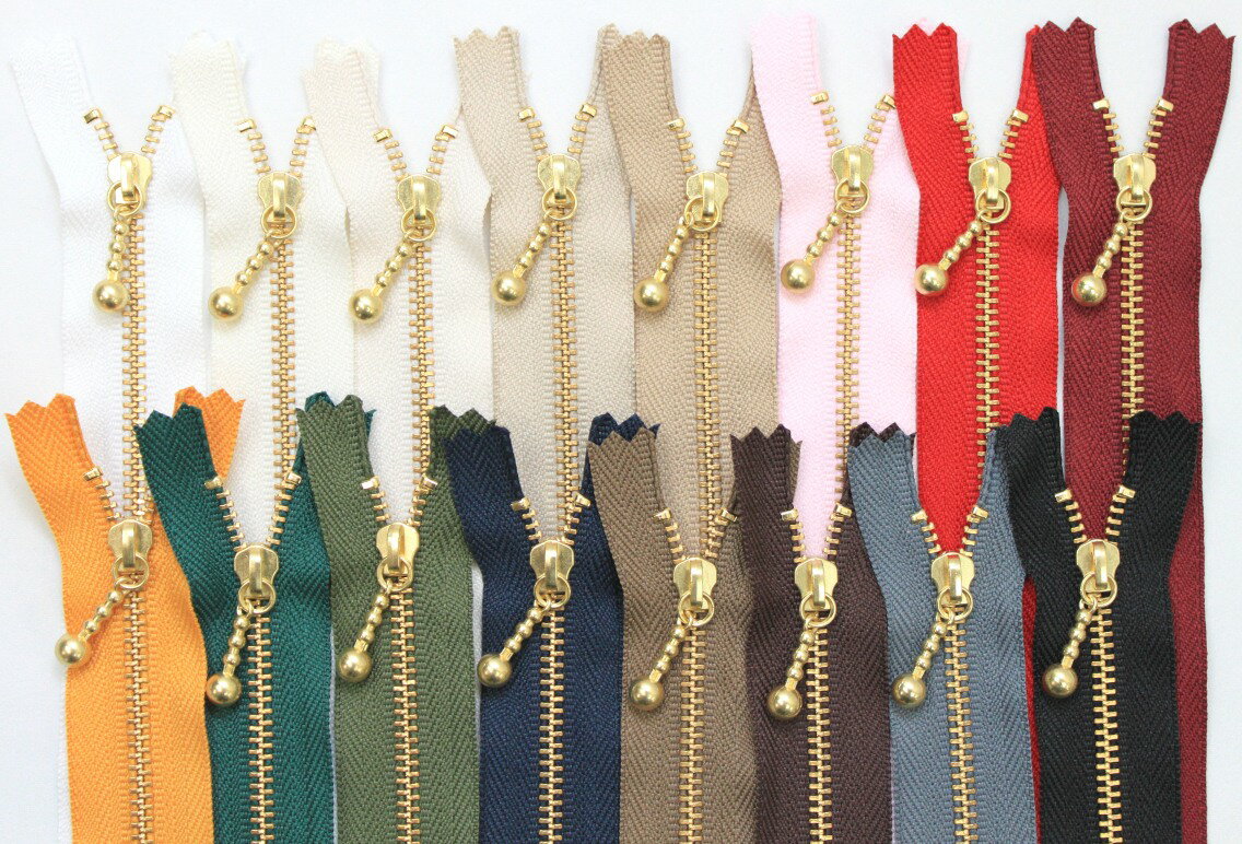 YKK 玉付 ゴールド ファスナー 20cm 1本 ゆうパケット100個対応 （ハンドメイド 手...