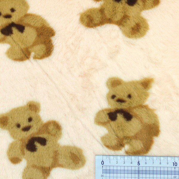 くま柄 ベア― 片面ファー ボアプリント