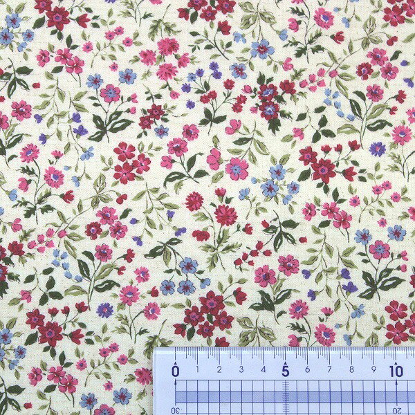 【10cm単位価格】 小花柄 綿麻シーチング 花柄 コットンリネンシーチング 綿85％ ...