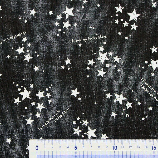 英字 星柄 スター デニム風 オックス