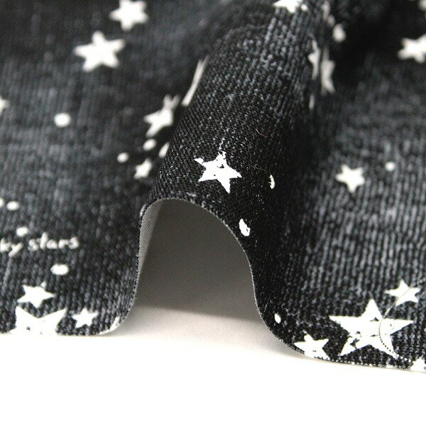 英字 星柄 スター デニム風 オックス