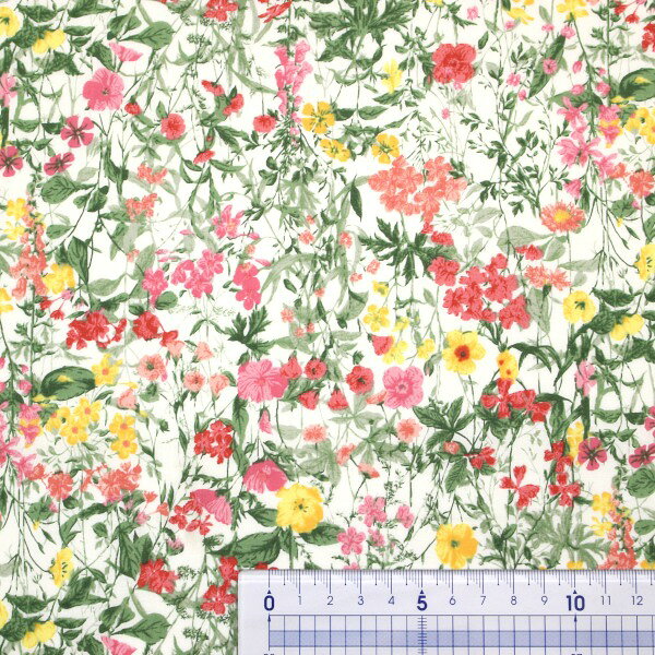【10cm単位価格】 80ローン カラフル フラワー 草木 小花 花柄 薄手 コットンロー...
