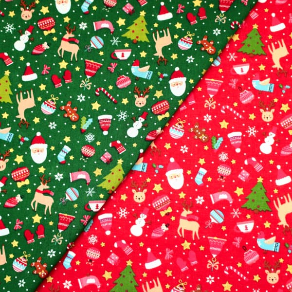 【10cm単位価格】 クリスマス 雪 ドット サンタクロース トナカイ ツリー Christmas スケア シーチング..