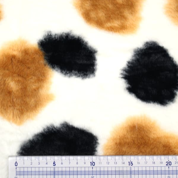 【10cm単位価格】 アニマルボア 三毛猫 オフ 動物柄 Rabbit Boa フェイクファー 片面 ふんわり あったか ふわふわ ポリエステル100% 生地 布 約70cm幅 HS2288（ フリース ハンドメイド かわいい 手作り 手芸 あったか ふんわり フェイクファー ボア ）