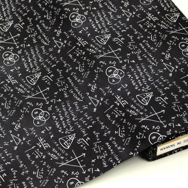 Fabric, Cloths - 【10cm単位価格】 台湾生地 数学の授業 数式 ブラック オックス 綿100％ 生地 布 約110cm幅 CoCoChi's House CCBA0227-1 入園入学 ゆうパケット2m対応（ ハンドメイド 手作り かわいい 手芸 入園 入学 巾着 雑貨小物 台湾製 ）