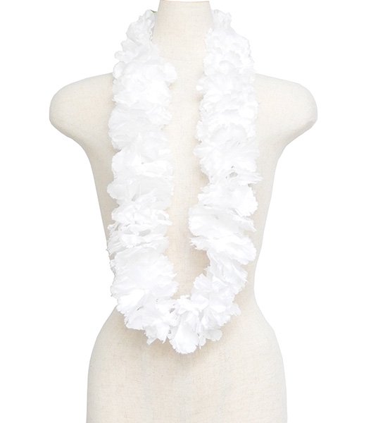フラダンス衣装　レイ　ハワイ　花飾り　イベント　フラ　ハワイアンレイ　フラワーレイ　W-64　カーネーションレイ 　ホワイト　白　在庫限り