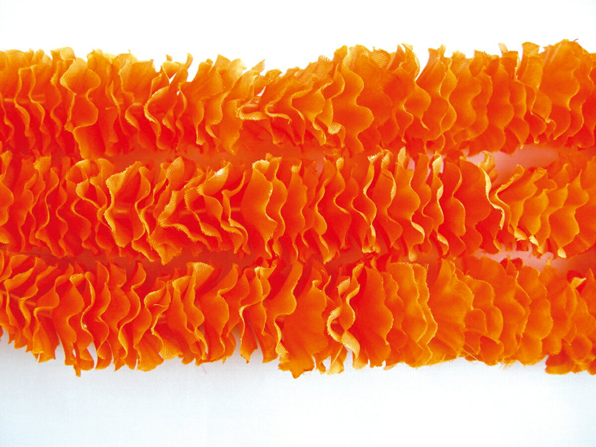 フラダンス衣装　レイ　ハワイ　花飾り　イベント　フラ　ハワイアンレイ　フラワーレイ ロングレイ　ORL-03　スリーストランズイリマロングレイ　イリマ　オレンジ