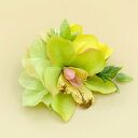 フラダンス衣装 髪飾り 花飾り レフア ヘアクリップ イベント フラ KC-097 アレンジ ヘアクリップ シンビジュームミニクリップ/グリーン系