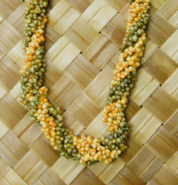 フラダンス衣装 レイ シェル ククイナッツ アクセサリー ネックレス チョーカー ブレスレット  ハワイ イベント フラ AC09 ツイステッド モンゴ イエロー グリーン 黄 緑