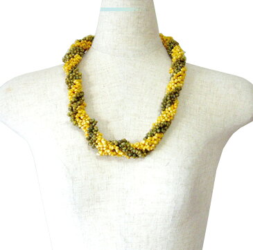 フラダンス衣装 レイ シェル ククイナッツ アクセサリー ネックレス チョーカー ブレスレット  ハワイ イベント フラ AC09 ツイステッド モンゴ イエロー グリーン 黄 緑