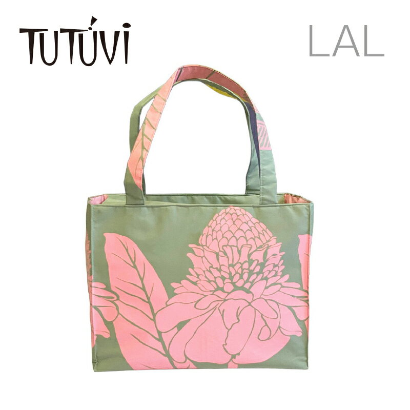 トートバッグ オーダー ハワイ フラダンス レッスンバッグ フラ オーダートートバックLAL TUTUVI トーチジンジャー 色：セージ／ライトピンク