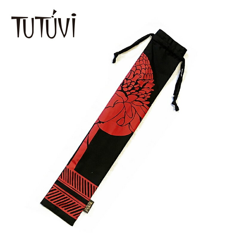 フラダンス衣装 レッスン フラ プリケース トーチジンジャー PUILICASE1-BKRD TUTUVI プイリケース2（プイリ長さ約50cm用） 柄：トーチジンジャー／色：ブラック／レッド
