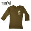 フラダンス衣装 tシャツ レッスン　フラ　着やすい　TUT-TG1-7-BR　TUTUVI　Tシャツ　七分袖Tシャツ　ワンサイズ上がおすすめ小さめレディースサイズ　トーチジンジャーワンポイント　ブラウン　カーキ