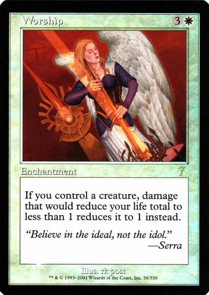 マジックザギャザリング MTG 白 崇拝 7ED-56 レア Foil 【中古】