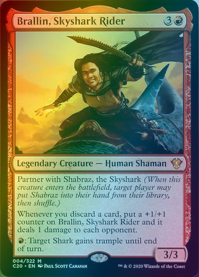 マジックザギャザリング MTG 赤 空鮫の乗り手、ブラーリン C20-4 神話レア Foil 【中古】