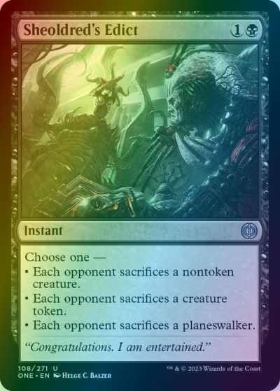 マジックザギャザリング MTG 黒 シェオルドレッドの勅令 ONE-108 アンコモン Foil 【中古】