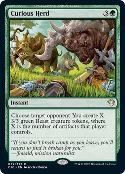 マジックザギャザリング MTG 緑 好奇心の強い群れ C20-59 レア 【中古】