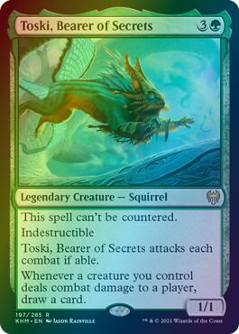 マジックザギャザリング MTG 緑 秘密を知るもの、トスキ KHM-197 レア Foil 【中古】