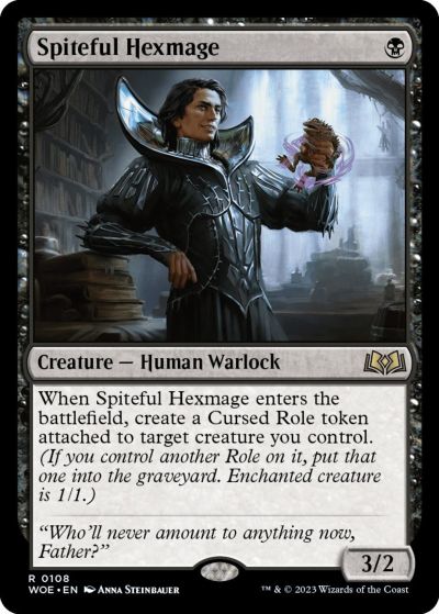 マジックザギャザリング MTG 黒 悪意ある呪詛術士 WOE-108 レア 【中古】