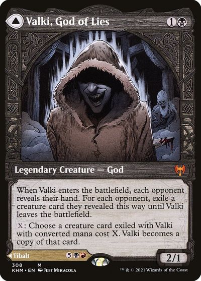 マジックザギャザリング MTG 黒 嘘の神 ヴァルキー(ショーケース) KHM-308 神話レア 【中古】