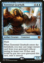 マジックザギャザリング MTG 青 奔流の機械巨人 KLD-67 神話レア 【中古】