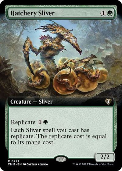マジックザギャザリング MTG 緑 孵卵スリヴァー(拡張) CMM-771 レア 【中古】