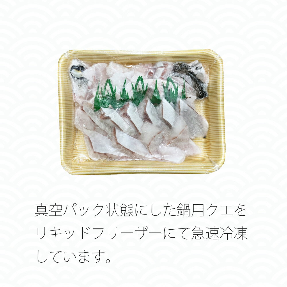 養殖鍋用くえ アラ付 　約500g身250g・アラ250gぽん酢袋付　クール