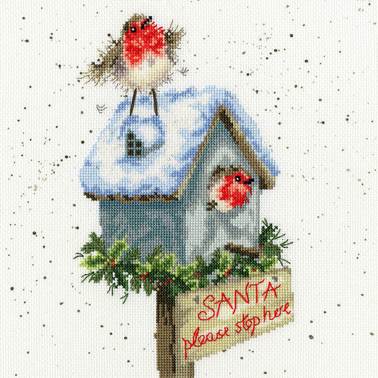 Bothy Threads クロスステッチ刺繍キット 「Santa Please Stop Here」 XHD55 ボシースレッズ 【取り寄せ/納期40〜80日程度】 鳥