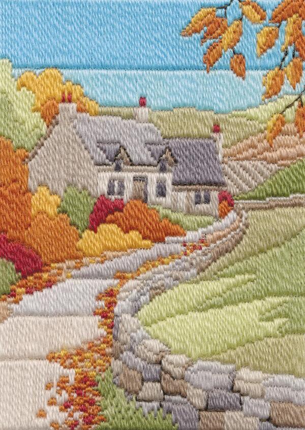 Bothy Threads ロングステッチ刺繍キット 「Long Stitch Seasons - Autumn Cottage」 (秋のコテージ) M..