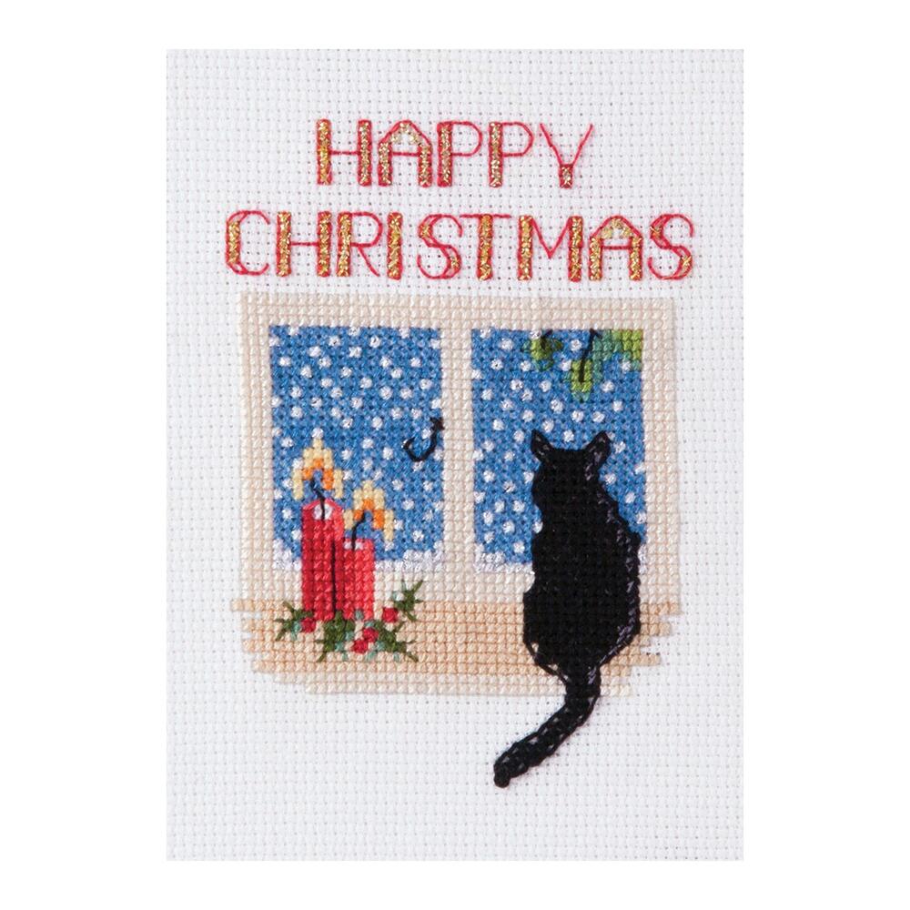 Bothy Threads クロスステッチ刺繍キット 「Christmas Card - Christmas Cat」 CDX48 (猫のクリスマスカード) ボシースレッズ 【海外取り寄せ/納期40〜80日程度】