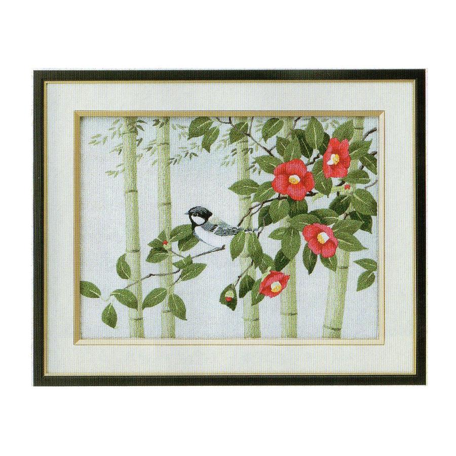 東京文化刺繍キット BSK-079 「椿と四十雀」(3号) ツバキとシジュウカラ
