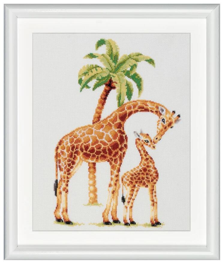 DUTCH STITCH BROTHERS クロスステッチ刺繍キット DSB003L "Safari Giraffe" (サファリのキリン/布:リネン) 【海外取り寄せ/納期40～80日程度】