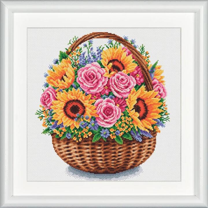 DUTCH STITCH BROTHERS クロスステッチ刺繍キット DSB011A "Flower Basket" (フラワー・バスケット/布:綿アイーダ) 【海外取り寄せ/納期40～80日程度】