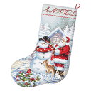 LETISTITCH クロスステッチ刺繍キット L8016 "Snowman and Santa Stocking" (スノーマンとサンタクロースのソックス) 【海外取り寄せ/納期45~90日程度】