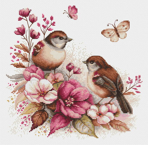 Luca-S クロスステッチ刺繍キット B2420 "The Birds- Spring" (春の鳥) 【海外取り寄せ/納期40～80日程度】