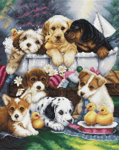 Luca-S クロスステッチ刺繍キット BU5025 "Bath Time Pups" (犬のバスタイム) 【海外取り寄せ/納期40~80日程度】 Luca-S クロスステッチ刺繍キット BU5025 "Bath Time Pups" (犬のバスタイム) 【海外取り寄せ/納期40~80日程度】