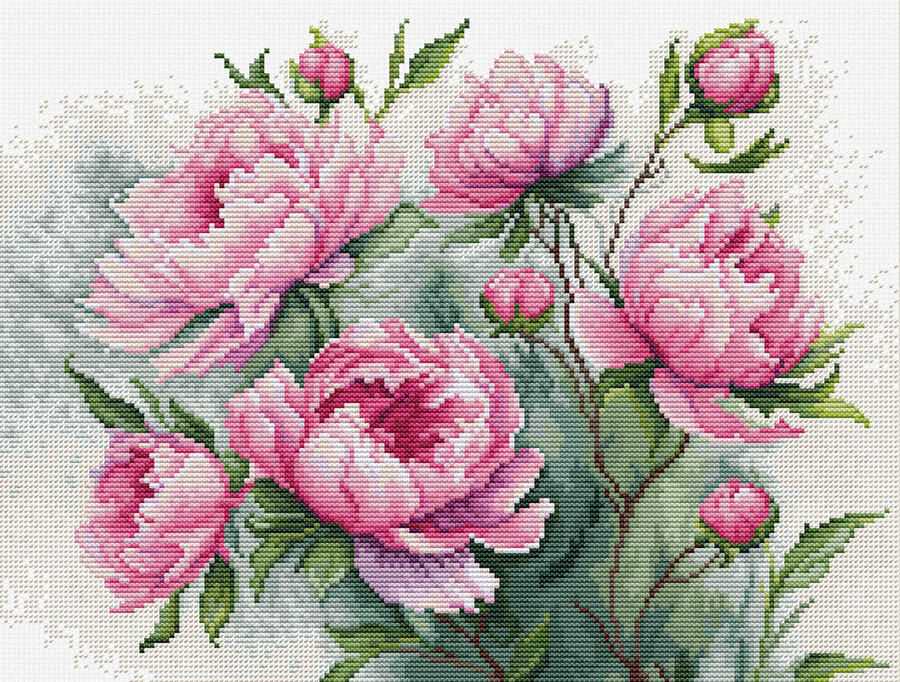 Luca-S クロスステッチ刺繍キット B7019 "The charm of Peonies" (牡丹の魅力) 【海外取り寄せ/納期40～80日程度】